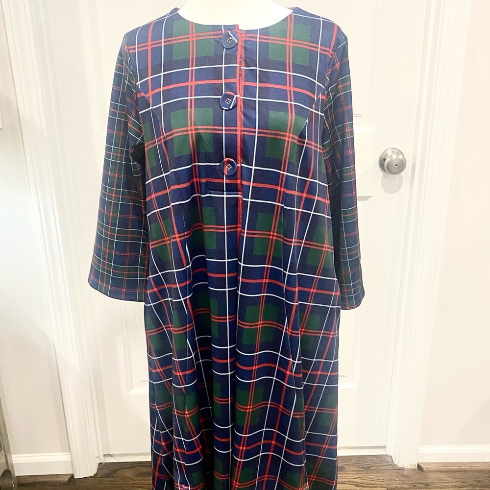 Gretchen Scott Plaid Button-Front Dress Size S